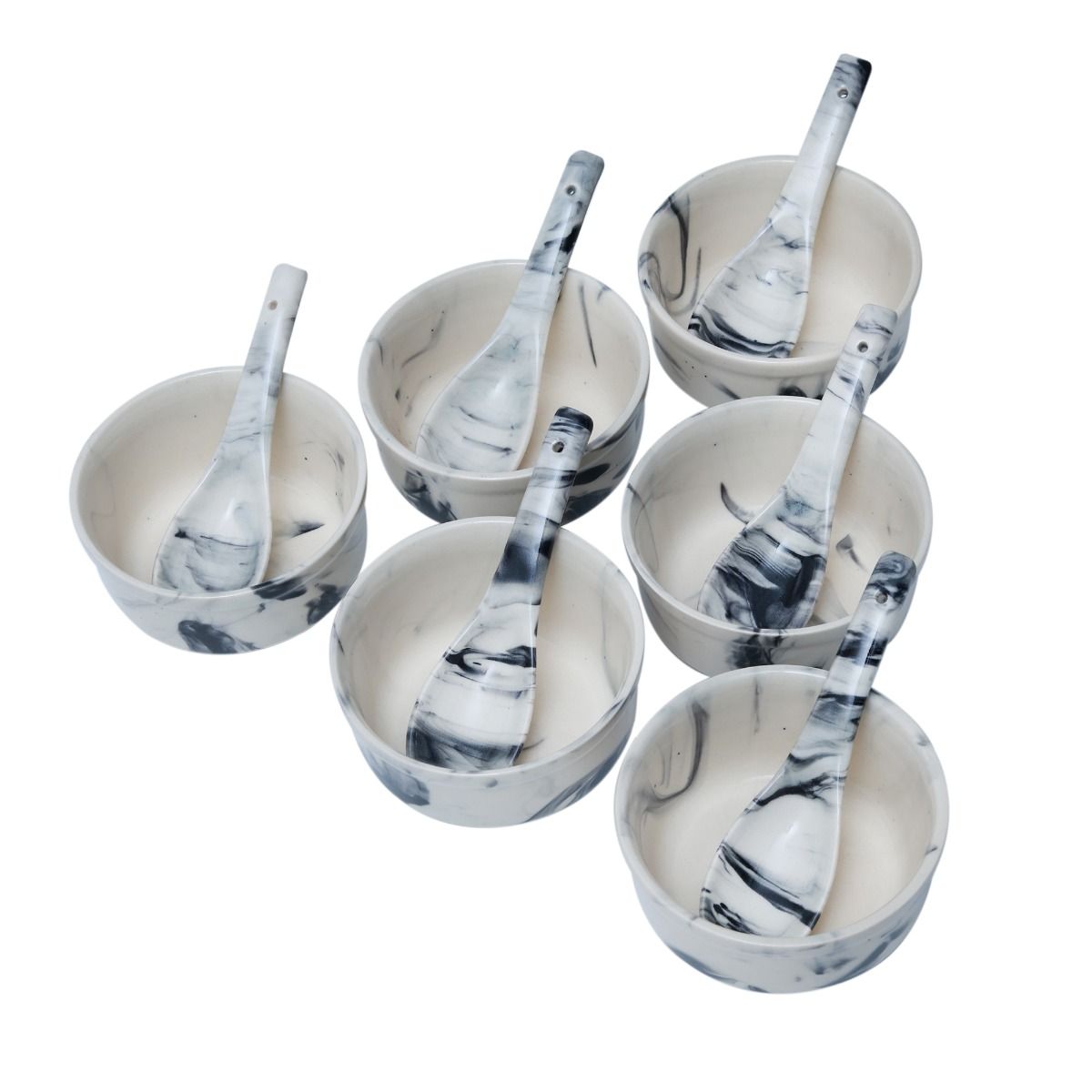 "Vintage Chronical of Italy" ceramic soup bowl set(6 Bowl, 6 Spoon)