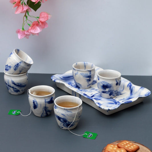 "Shades of Earth" ceramic kulhad & tray for tea/coffee