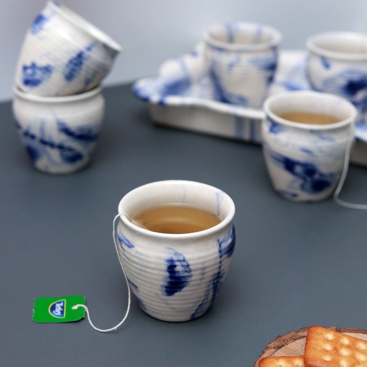 "Shades of Earth" ceramic kulhad & tray for tea/coffee