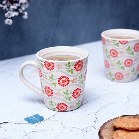 "Sunflower Bageecha" ceramic tea/coffee mug (Set of 2)