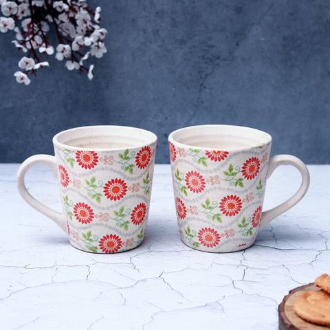 "Sunflower Bageecha" ceramic tea/coffee mug (Set of 2)