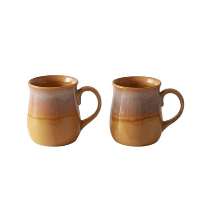 "Shades of Gold/Off-white" studio glazed ceramic tea/coffee mug (Set of 2)