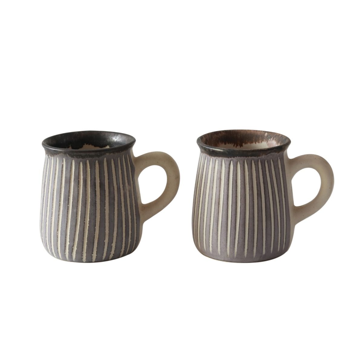 "Shades of Silver" studio glazed ceramic tea/coffee mug (Set of 2)