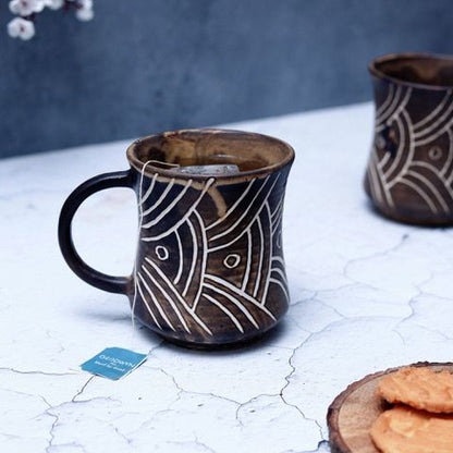 "Shades of Black" handcrafted ceramic tea/coffee mug (2 Mug)