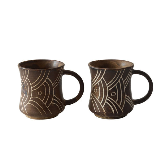 "Shades of Black" handcrafted ceramic tea/coffee mug (2 Mug)