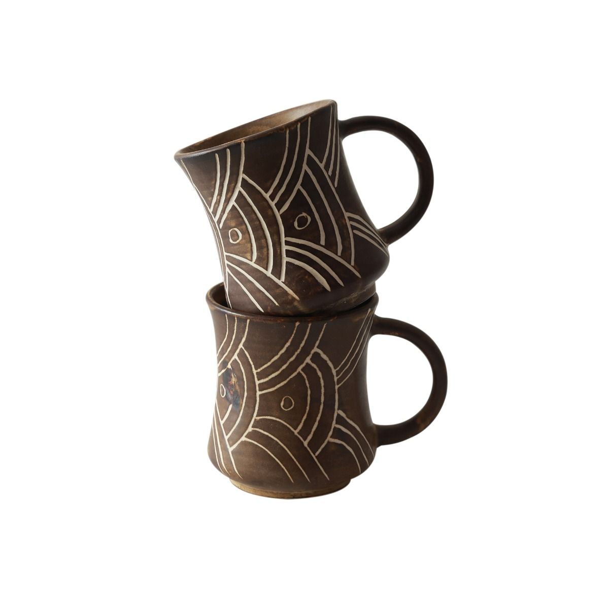 "Shades of Black" handcrafted ceramic tea/coffee mug (2 Mug)