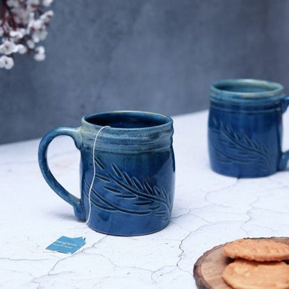 "Shades of Leaf" studio glazed ceramic tea/coffee Mug(Set of 2)