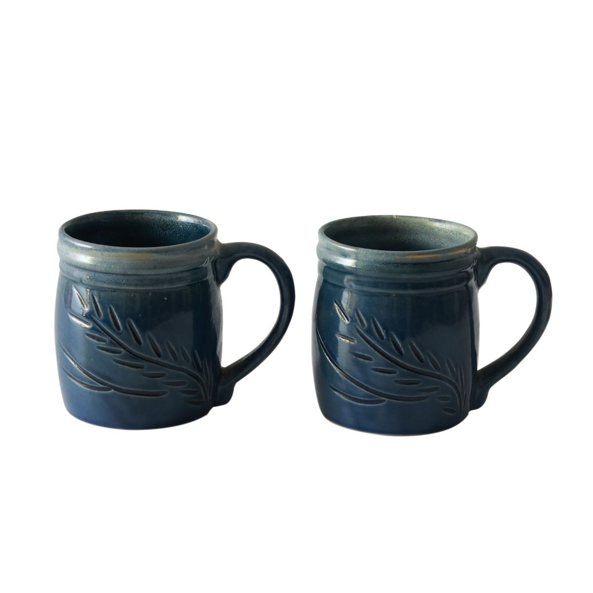 "Shades of Leaf" studio glazed ceramic tea/coffee Mug(Set of 2)