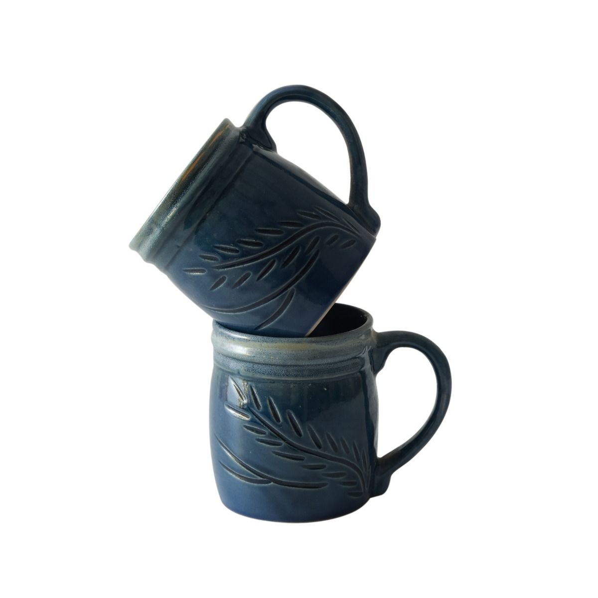 "Shades of Leaf" studio glazed ceramic tea/coffee Mug(Set of 2)