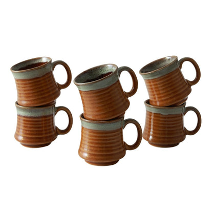 "Ceramic Ripple" brown grey drip dual glazed tea/cofee Mug(Set of 6)