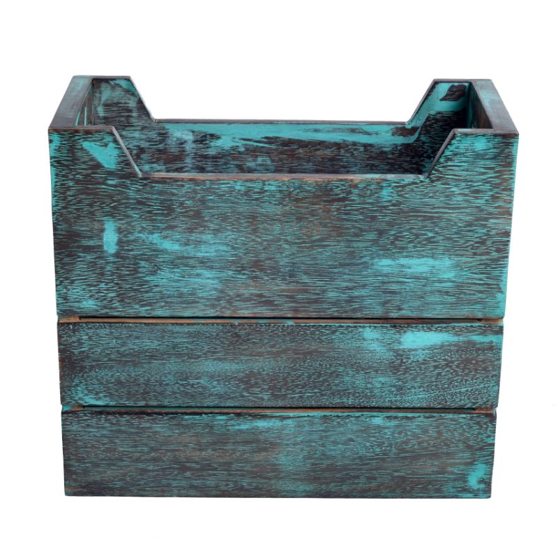 Antique Finish Mango Wood Magazine Holder