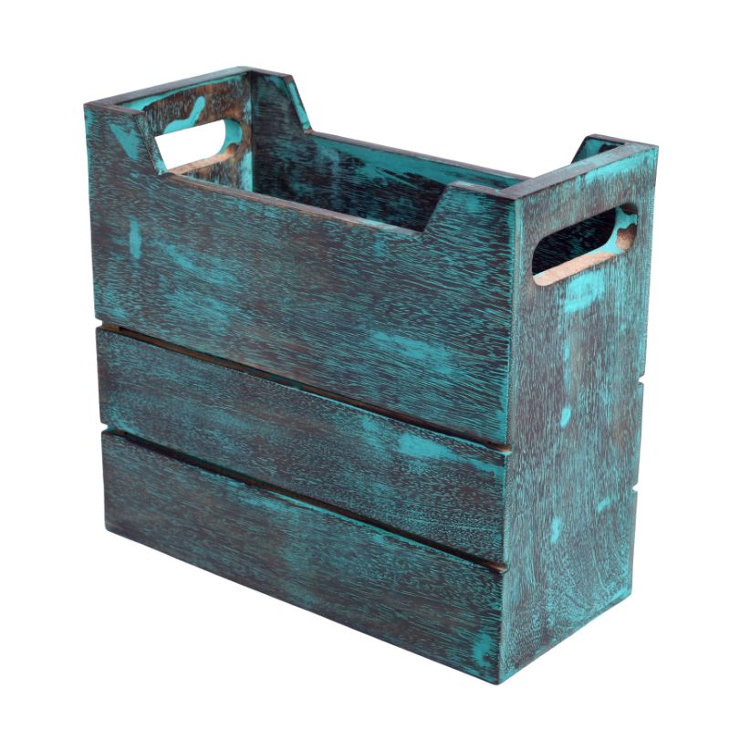 Antique Finish Mango Wood Magazine Holder