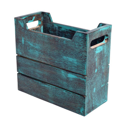 Antique Finish Mango Wood Magazine Holder