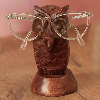 Mango Wood "Owl Shaped" Eyeglass Holder Spec Stand