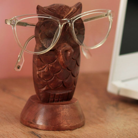 Mango Wood "Owl Shaped" Eyeglass Holder Spec Stand