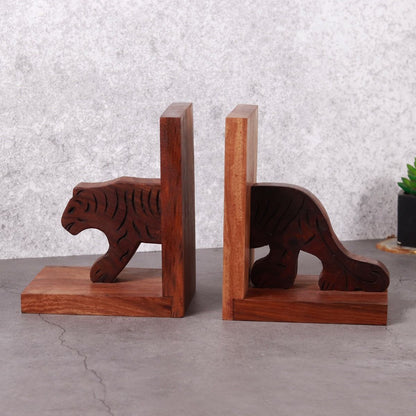 "Tiger Motif" handcarved sheesham wood book holder