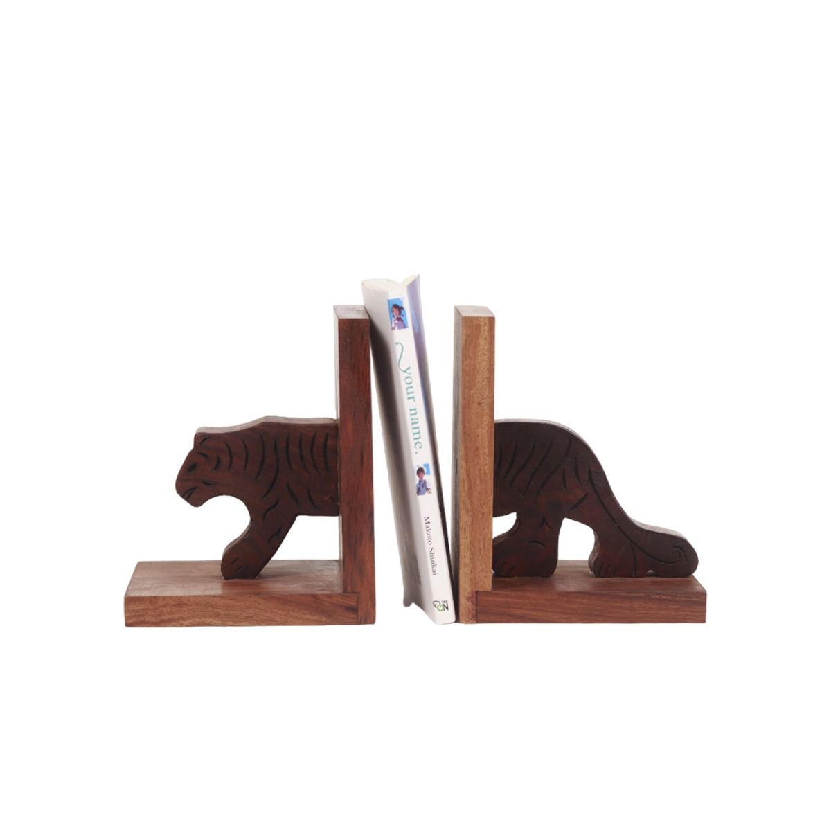 "Tiger Motif" handcarved sheesham wood book holder