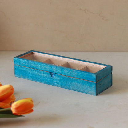 Blue Wooden Utility/Masala Box in Steambeach Wood