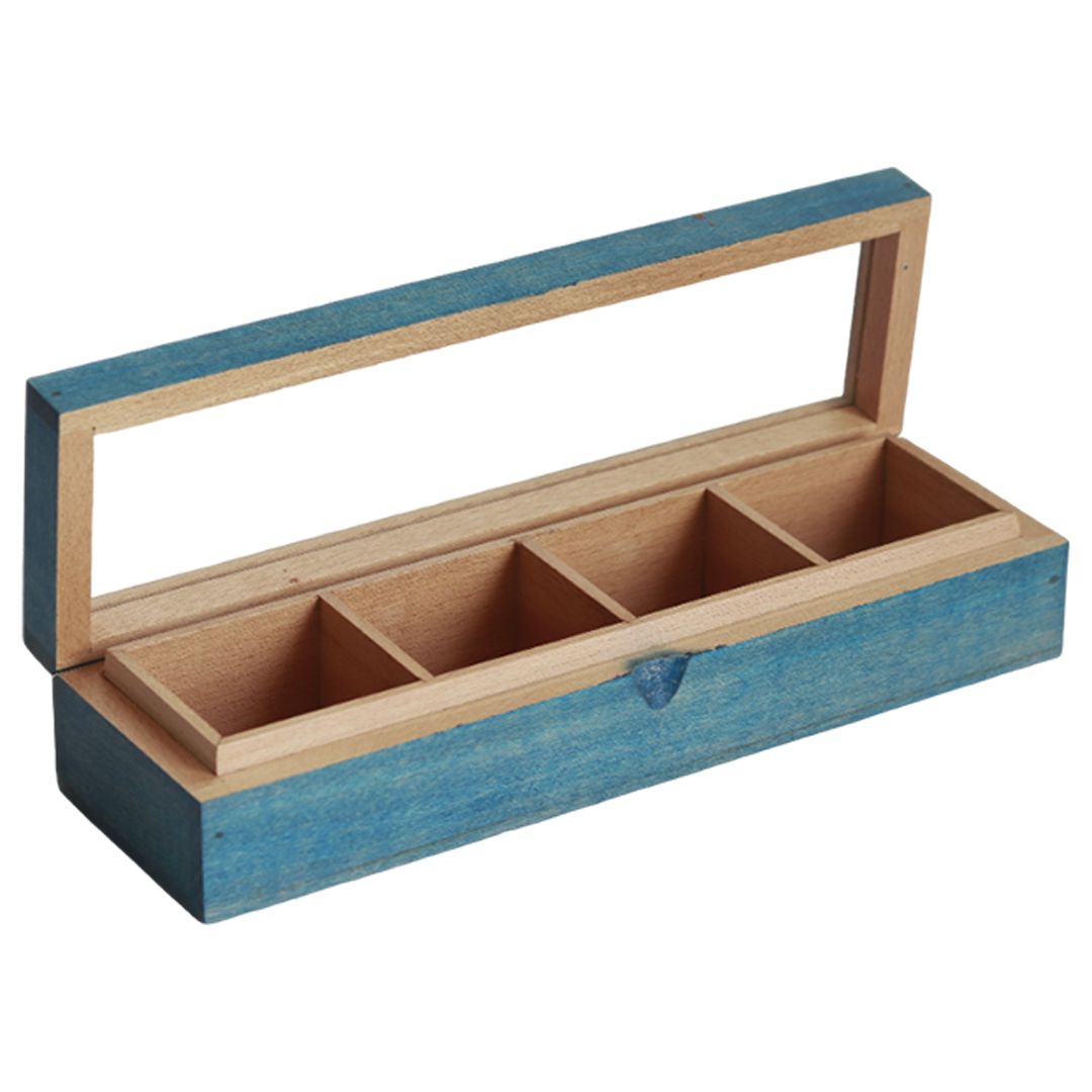 Blue Wooden Utility/Masala Box in Steambeach Wood