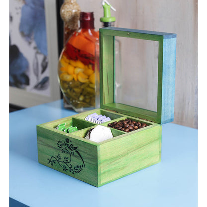 Wooden Blue & green Utility/Tea box