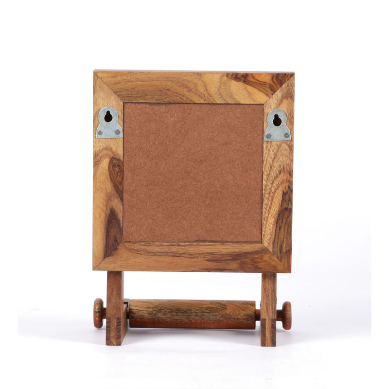 Wooden tile work brown Wall Toilet Roll Holder