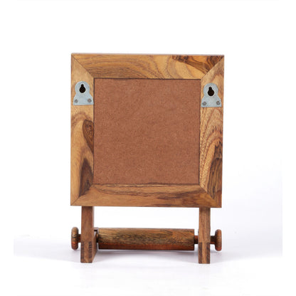 Wooden tile work brown Wall Toilet Roll Holder