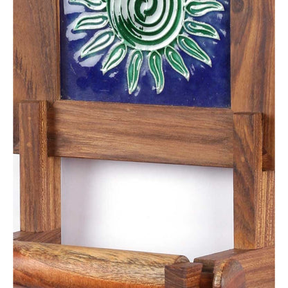 Wooden tile work brown Wall Toilet Roll Holder