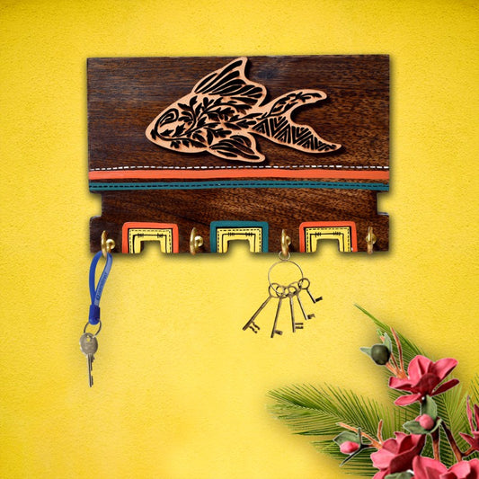 Sheesham Wood Handcarved & handpainted key holder