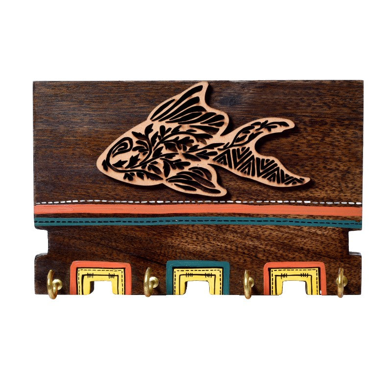 Sheesham Wood Handcarved & handpainted key holder