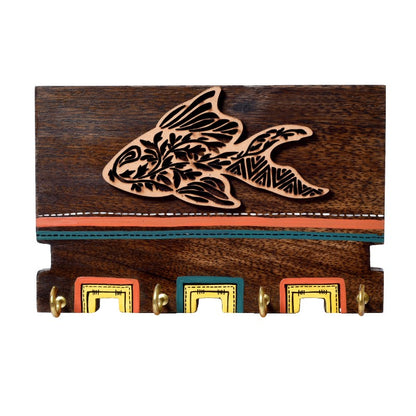 Sheesham Wood Handcarved & handpainted key holder