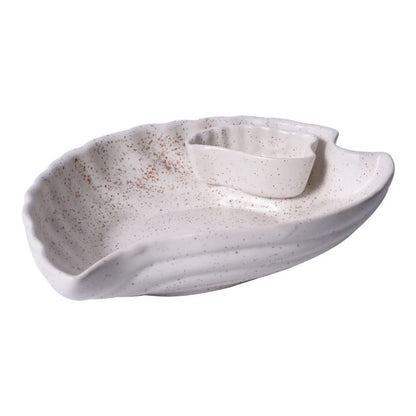 Studio pottery Stoneware serving platter for Snacks & Starters, (White, Set of 3)