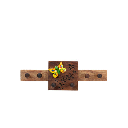 sheesham wood brown handcrafted key holder