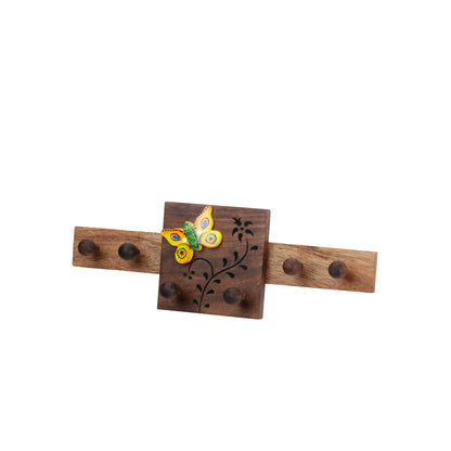 sheesham wood brown handcrafted key holder