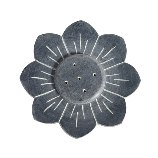 Incense Stick Holder Marble Floral Design Inscent Burner Plate/ Ash Catcher Dish,(Grey)