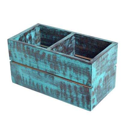 Antique Finish Mango Wood Cuttley Holder(2 Partitions)