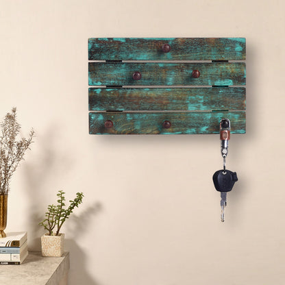 Antique Finish Mango Wood Key Holder(6 Hooks)