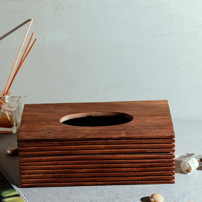 "Ripple Wood" handcrafted tissue box in Mango Wood