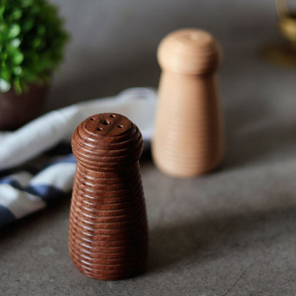 "Ripple Wood" handcrafted salt & pepper shaker in Mango Wood