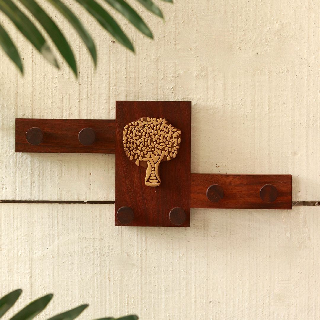 " Tree of Life" key holder in Sheesham Wood(6 Hook)