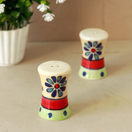 "Flower Petals" handpainted ceramic salt & pepper set