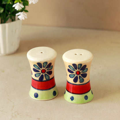 "Flower Petals" handpainted ceramic salt & pepper set