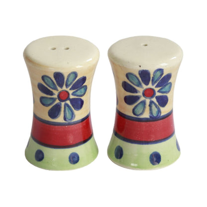 "Flower Petals" handpainted ceramic salt & pepper set