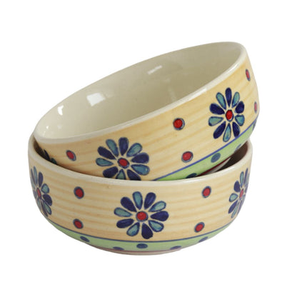 "Flower Petals" handpainted ceramic serving bowl(Set of 2)