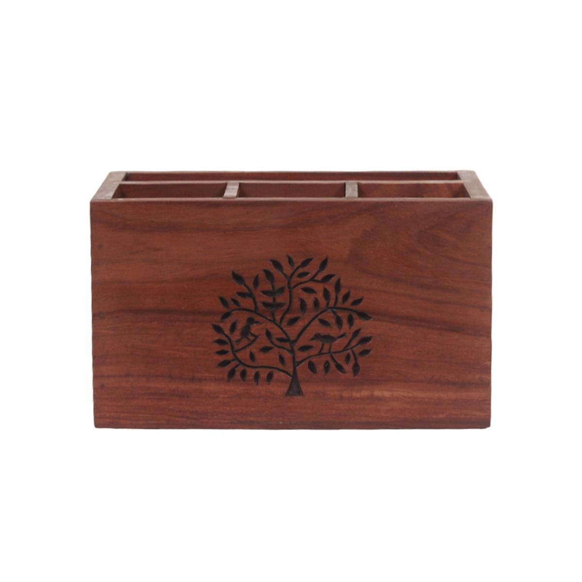 handcarved sheesham wood cuttlery holder