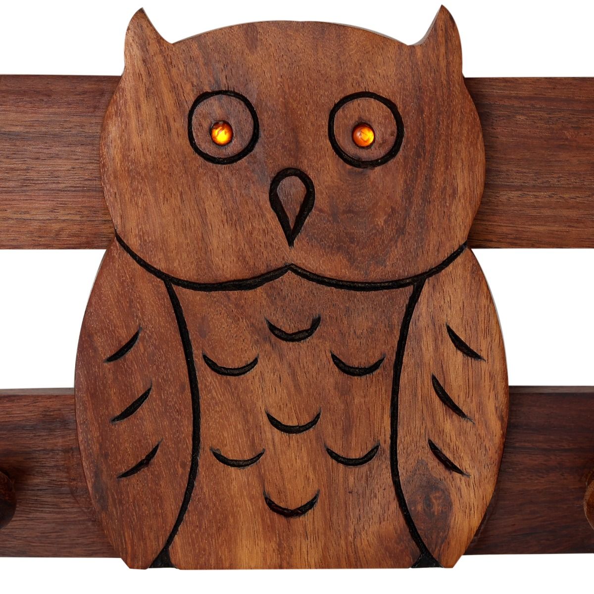 "Shades of Owl" sheesham wood key holder(6 Hook)