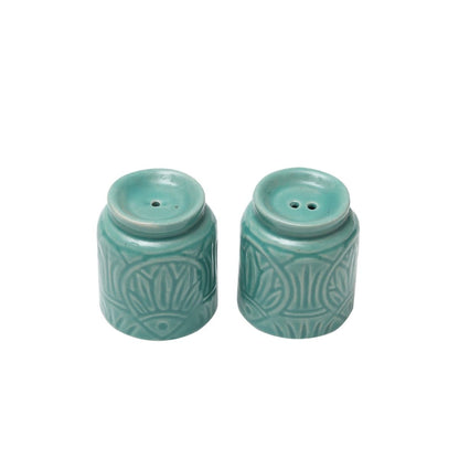 "Mandala Embossed" handcrafted ceramic salt & pepper shaker