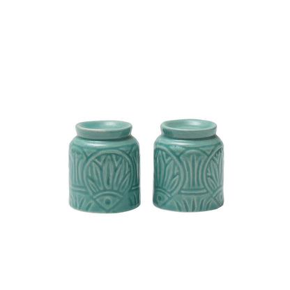 "Mandala Embossed" handcrafted ceramic salt & pepper shaker