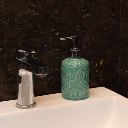 "Mandala Embossed" handcrafted ceramic soap dispenser