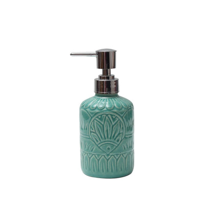 "Mandala Embossed" handcrafted ceramic soap dispenser