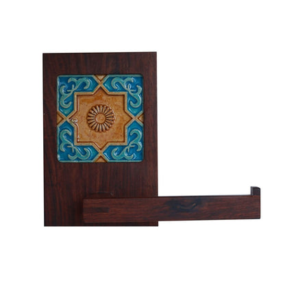 sheesham wood tile work  toilet roll holder